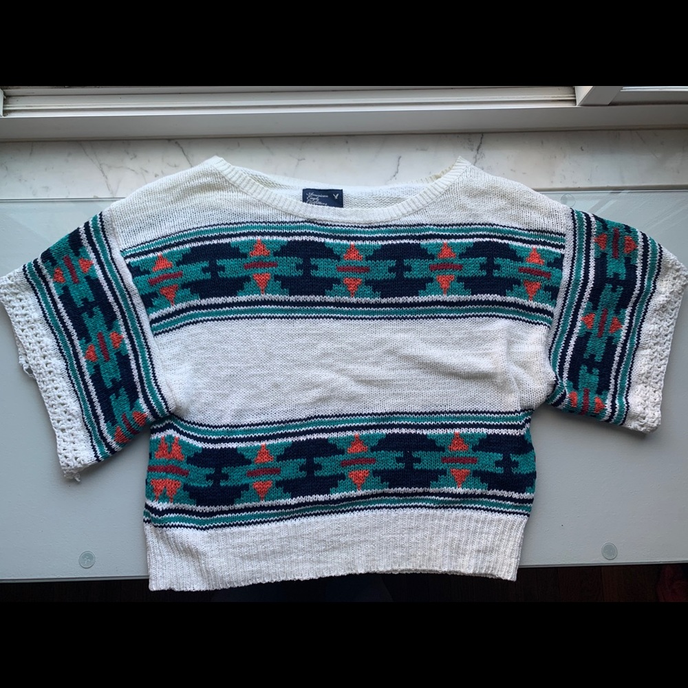 Patterned American Eagle Oversized Knit Sweater